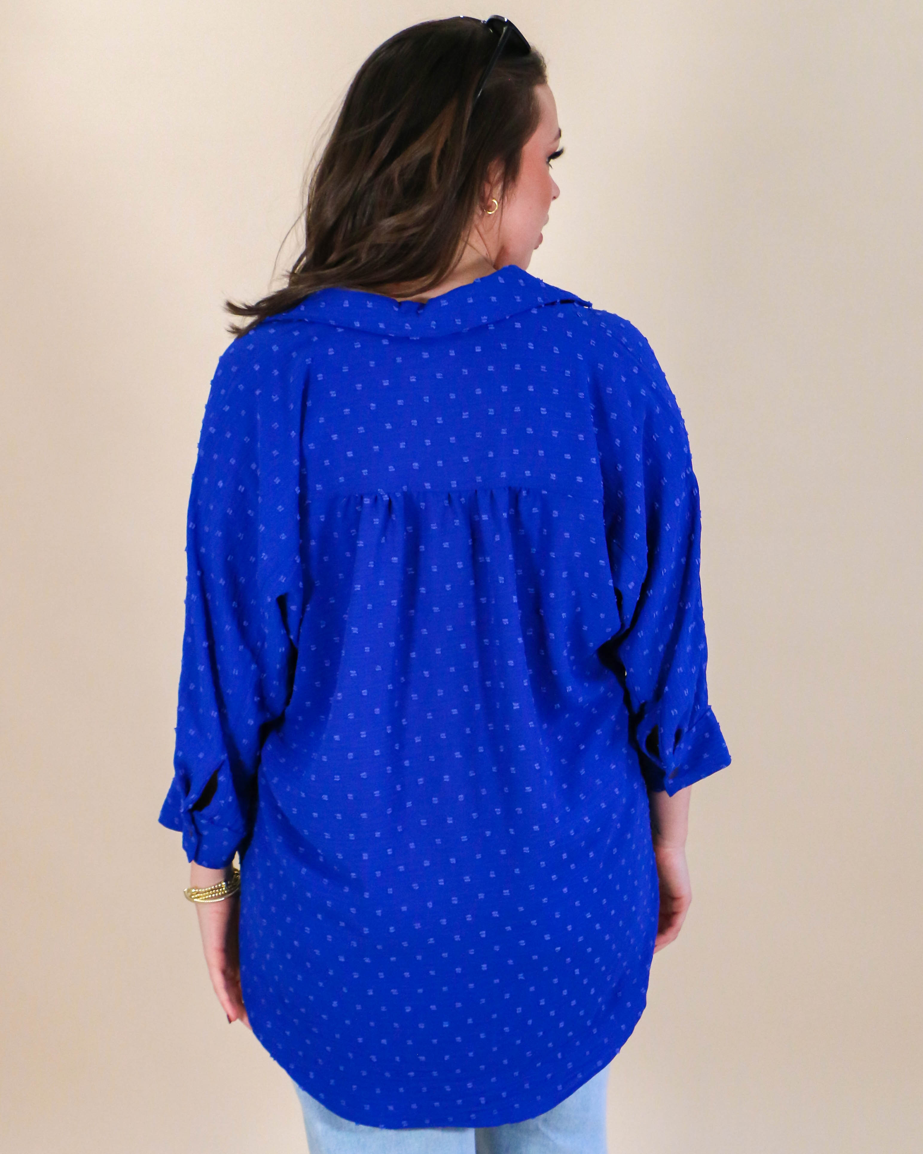 Pop Collar Popover Top in Royal