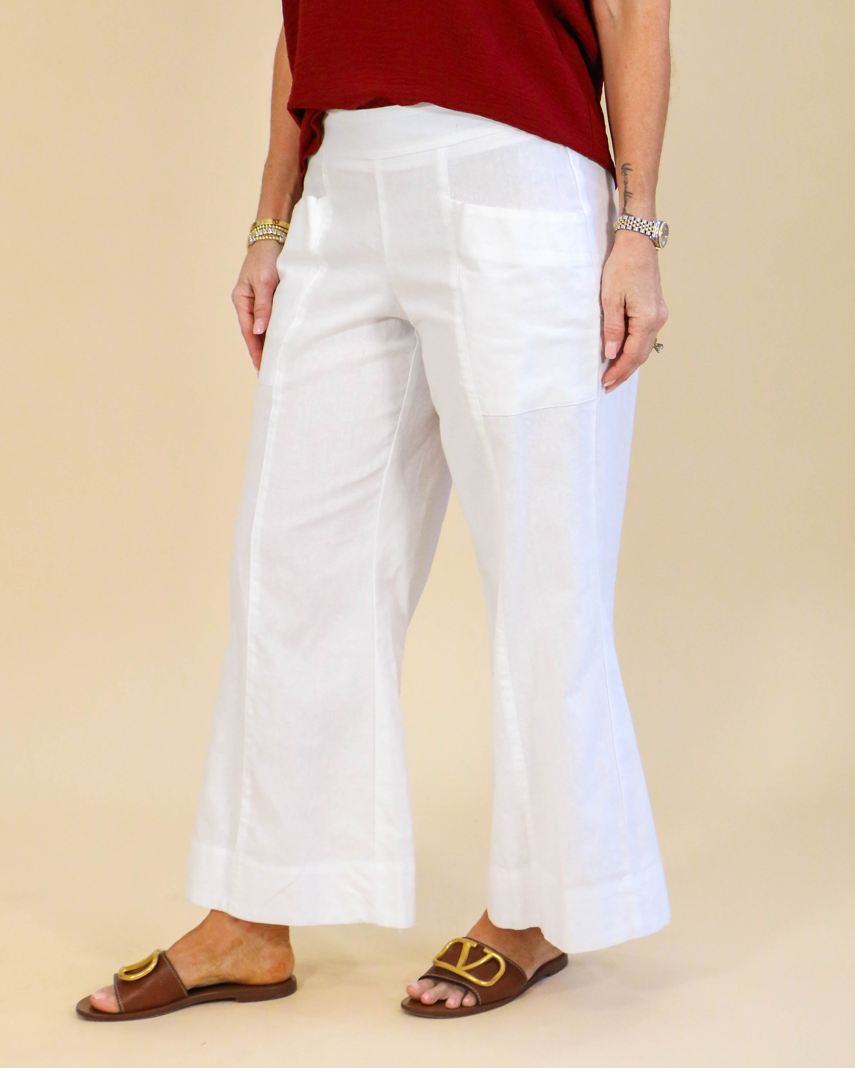 Linen Slouch Pocket Pant in White