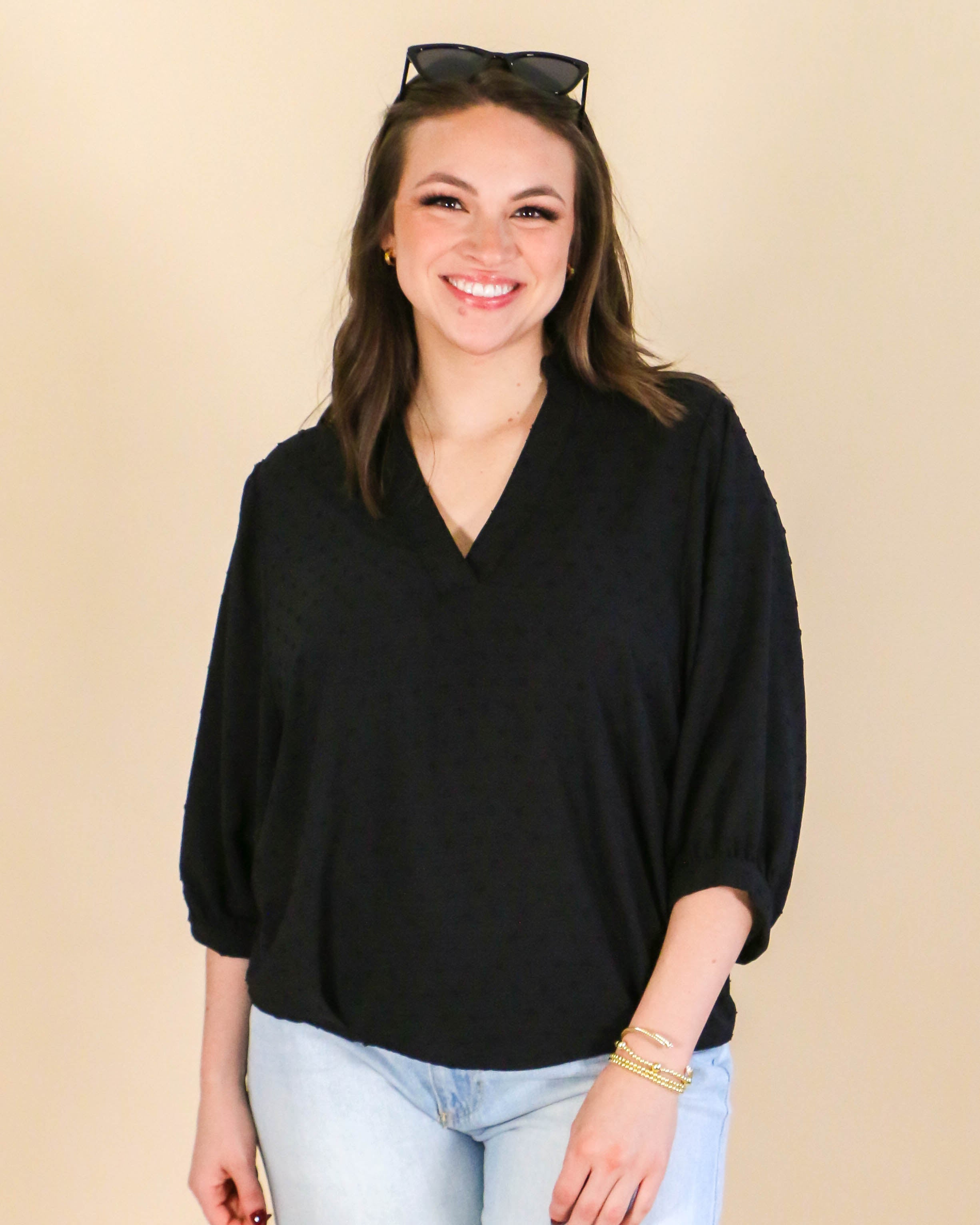 Pop Collar Popover Top in Black