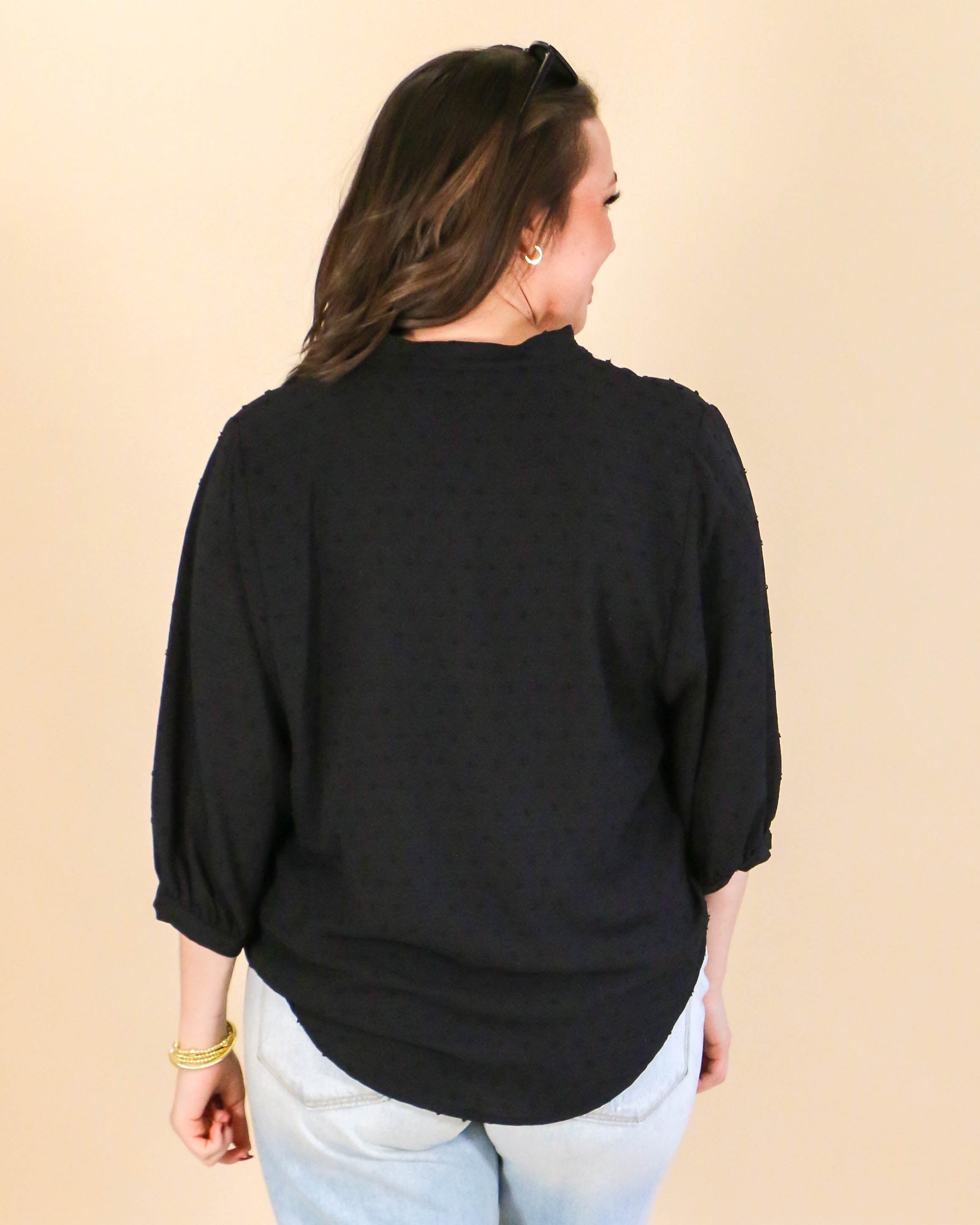 Pop Collar Popover Top in Black