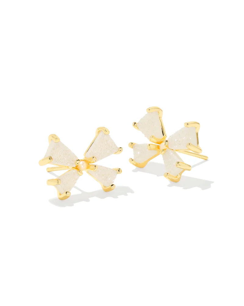 Blair Bow Small Stud Earring in Gold Iridescent Drusy