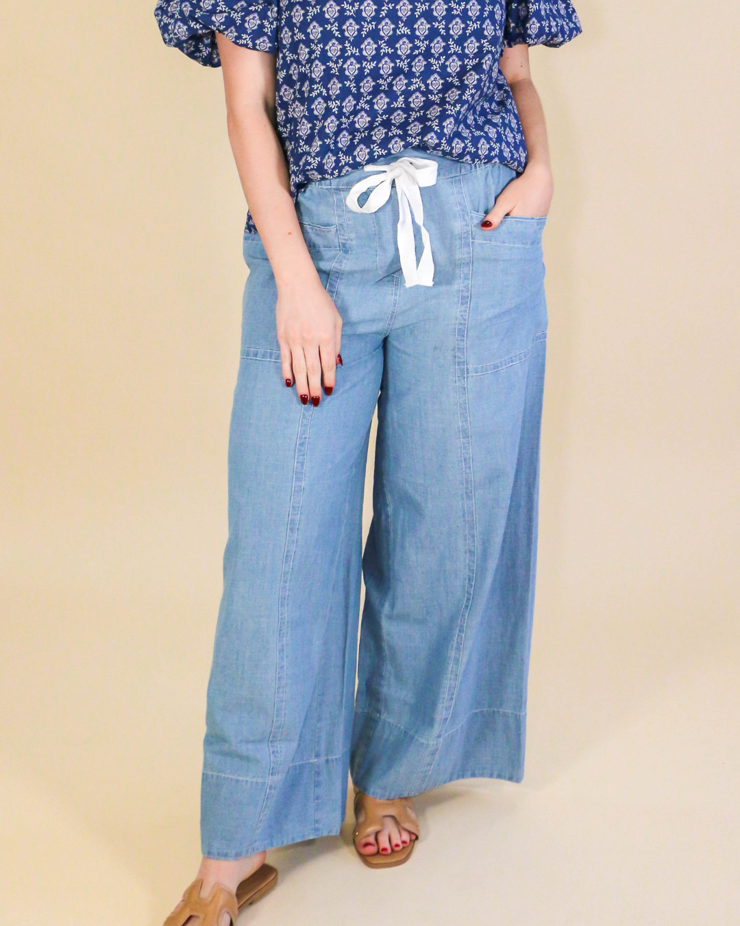 Drawstring Pant in Denim