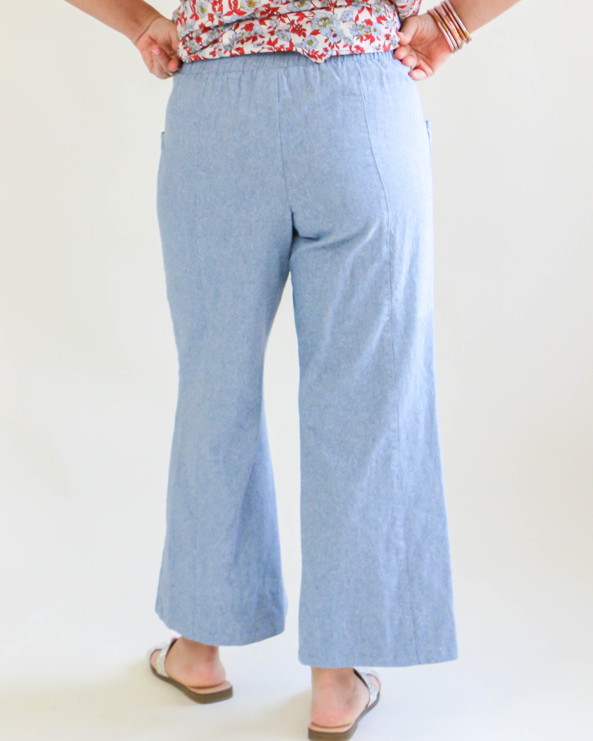 Linen Slouch Pocket Pant in Cadet