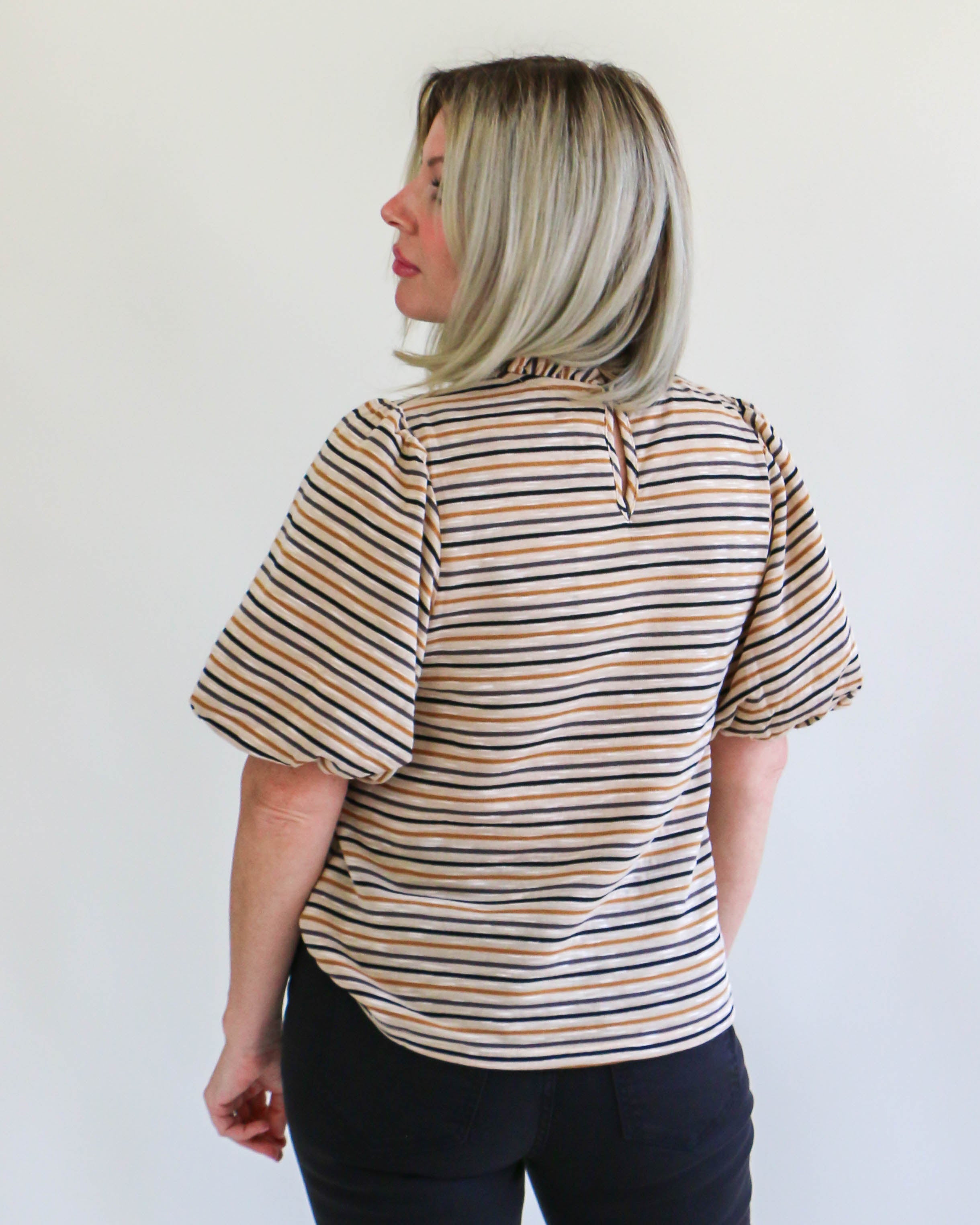 THML | Puff Sleeve Striped Top