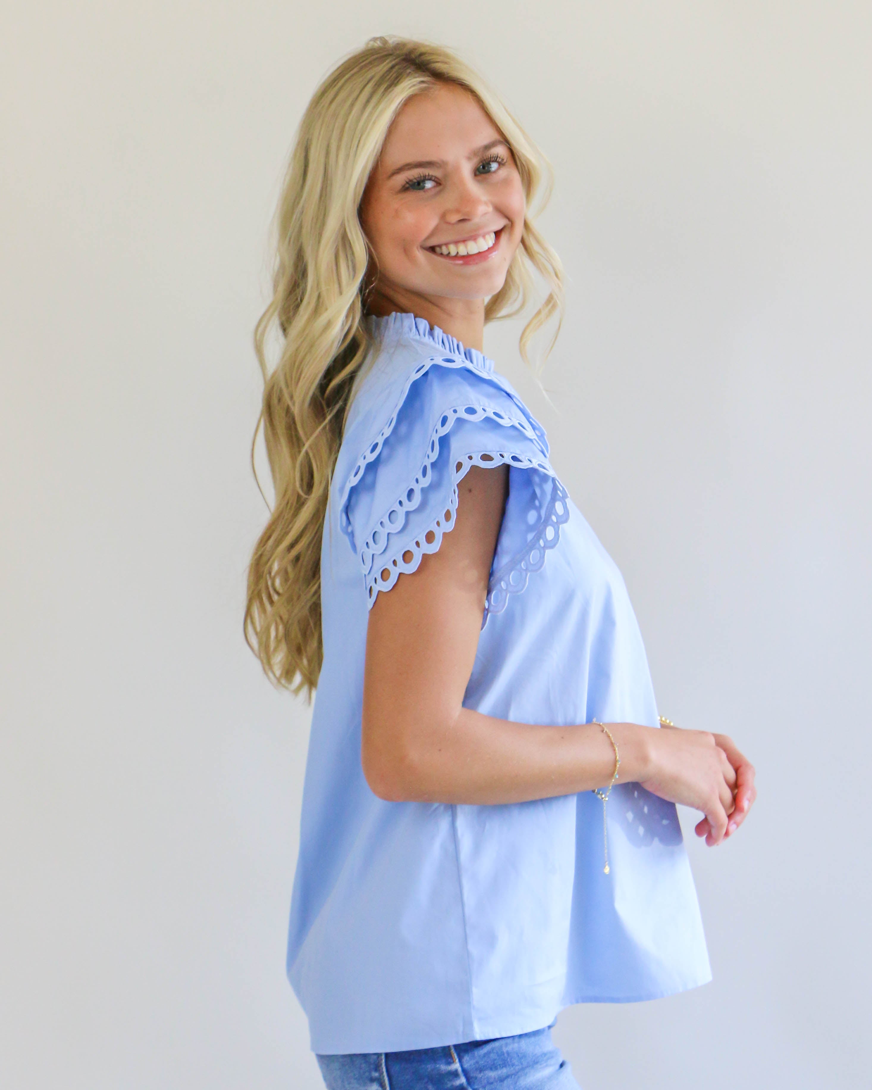 Sky Blue Poplin Top