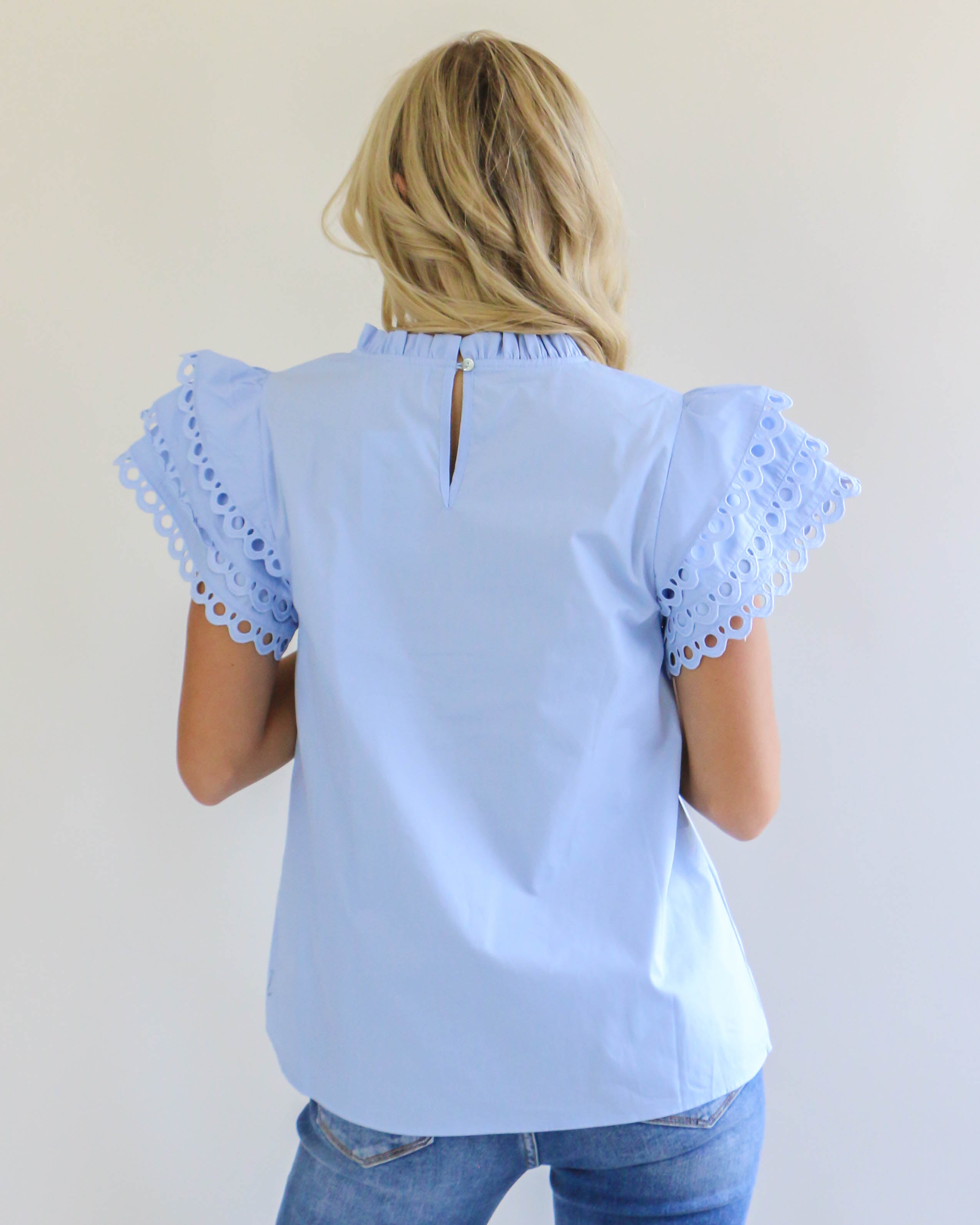 Sky Blue Poplin Top