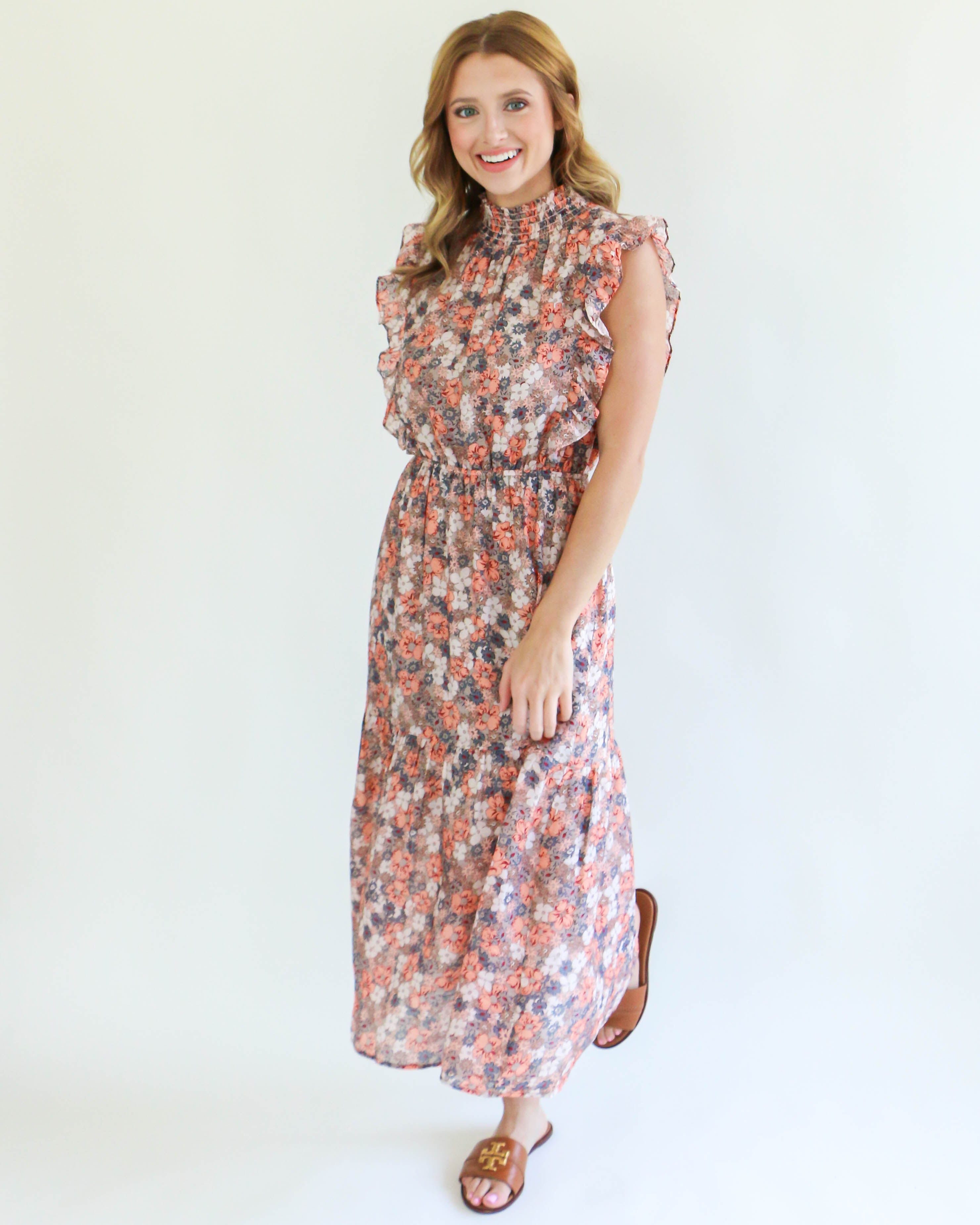 THML | Flower Print Tiered Maxi Dress