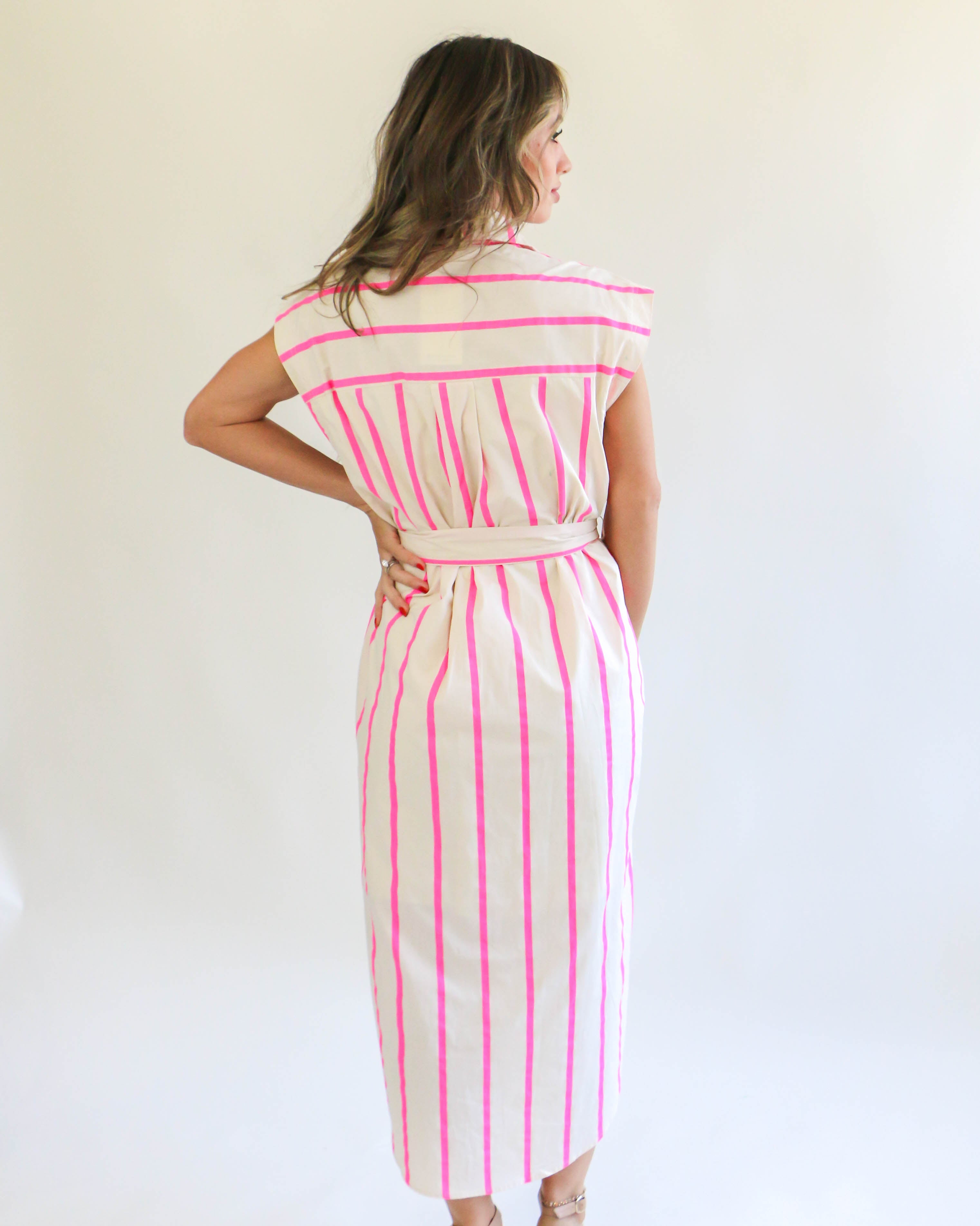 Striped Button Up Midi Dress