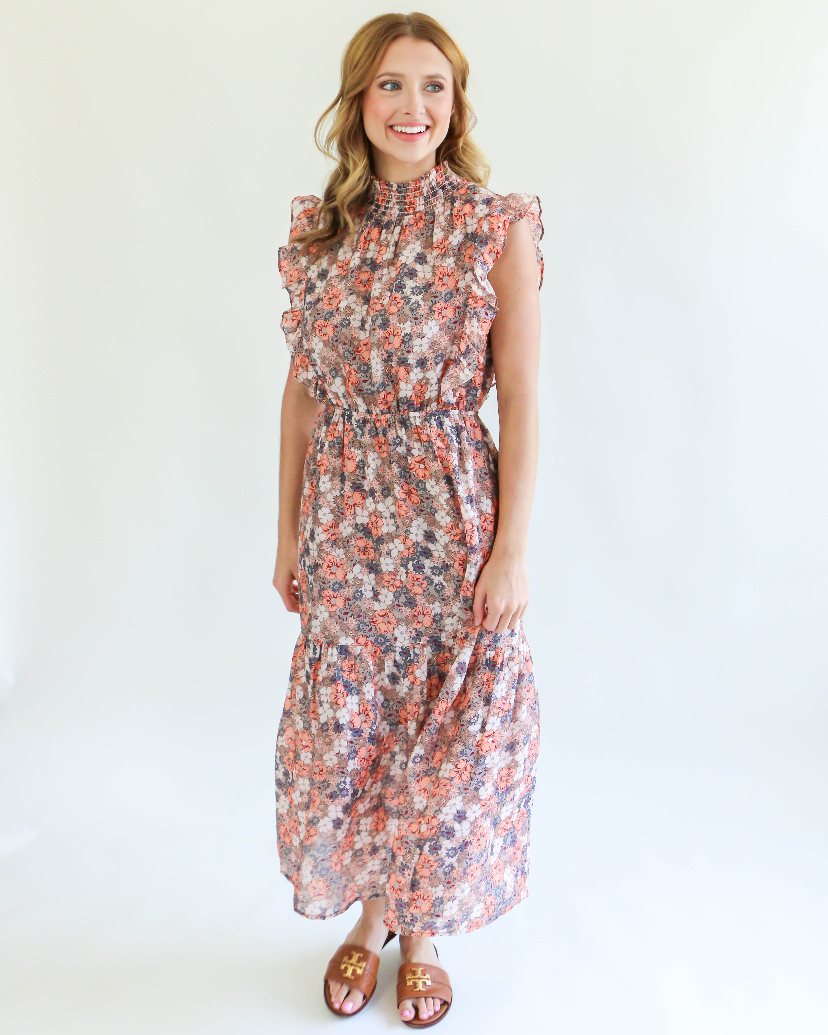 THML | Flower Print Tiered Maxi Dress