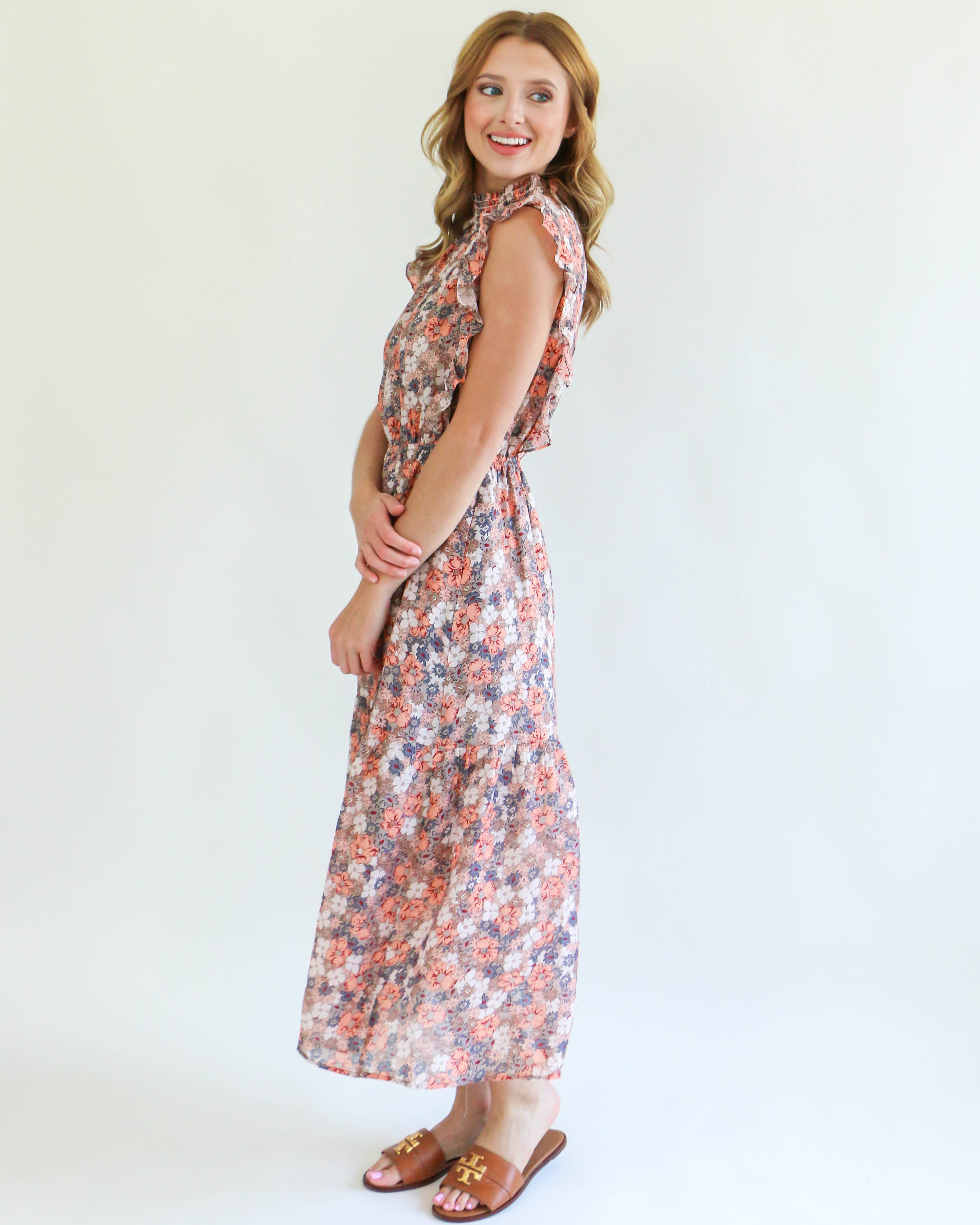 THML | Flower Print Tiered Maxi Dress