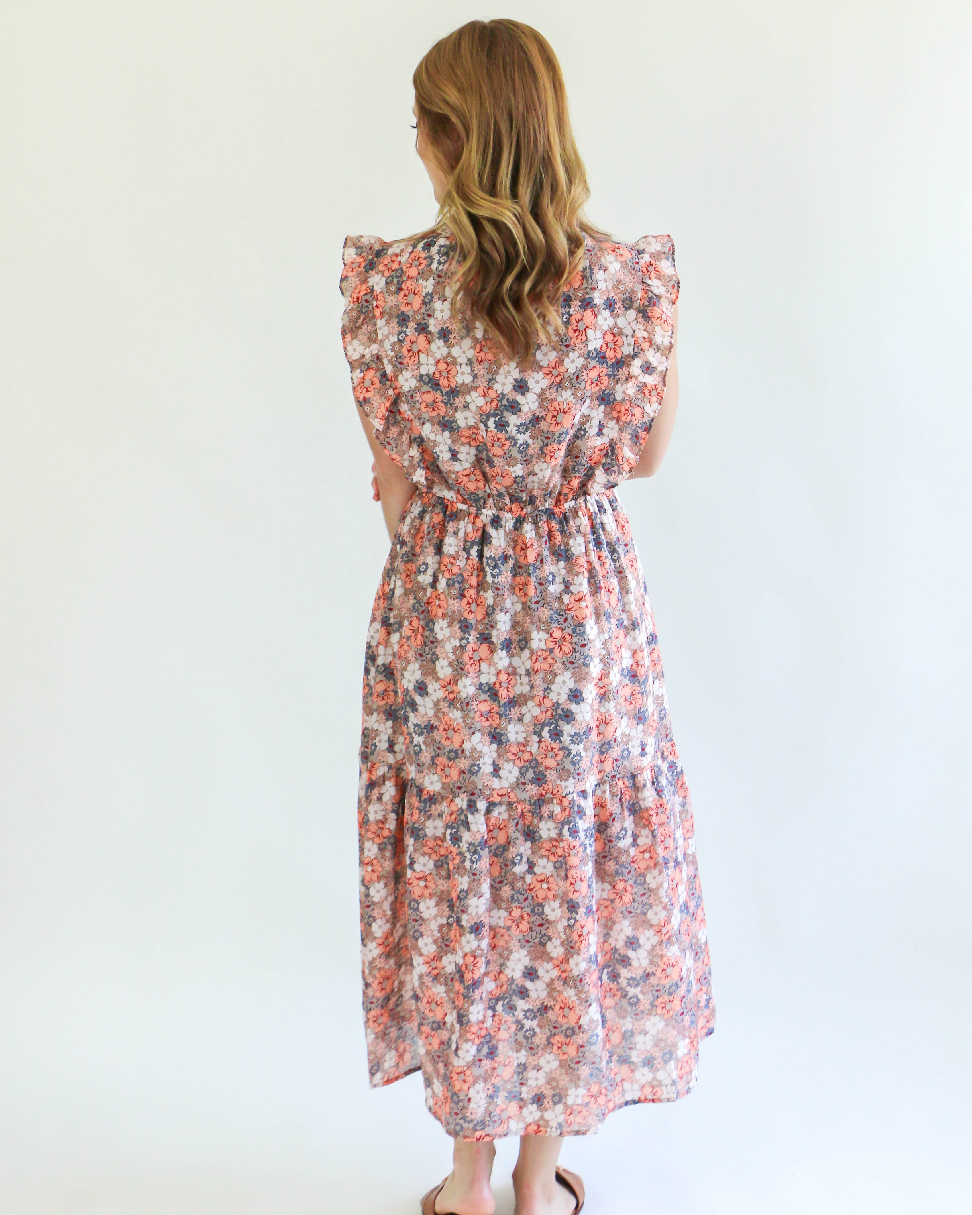 THML | Flower Print Tiered Maxi Dress