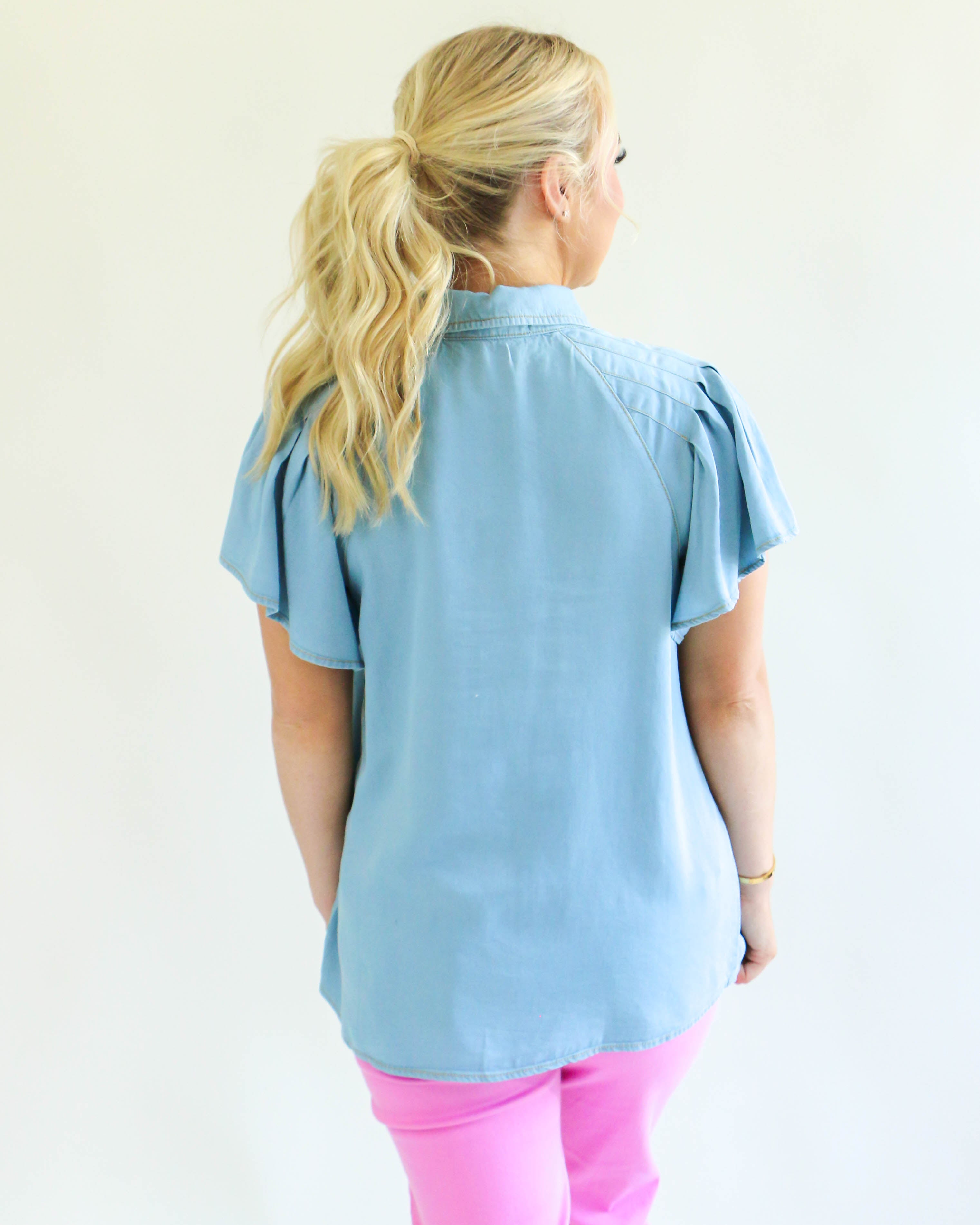 Light Denim Button Up Top