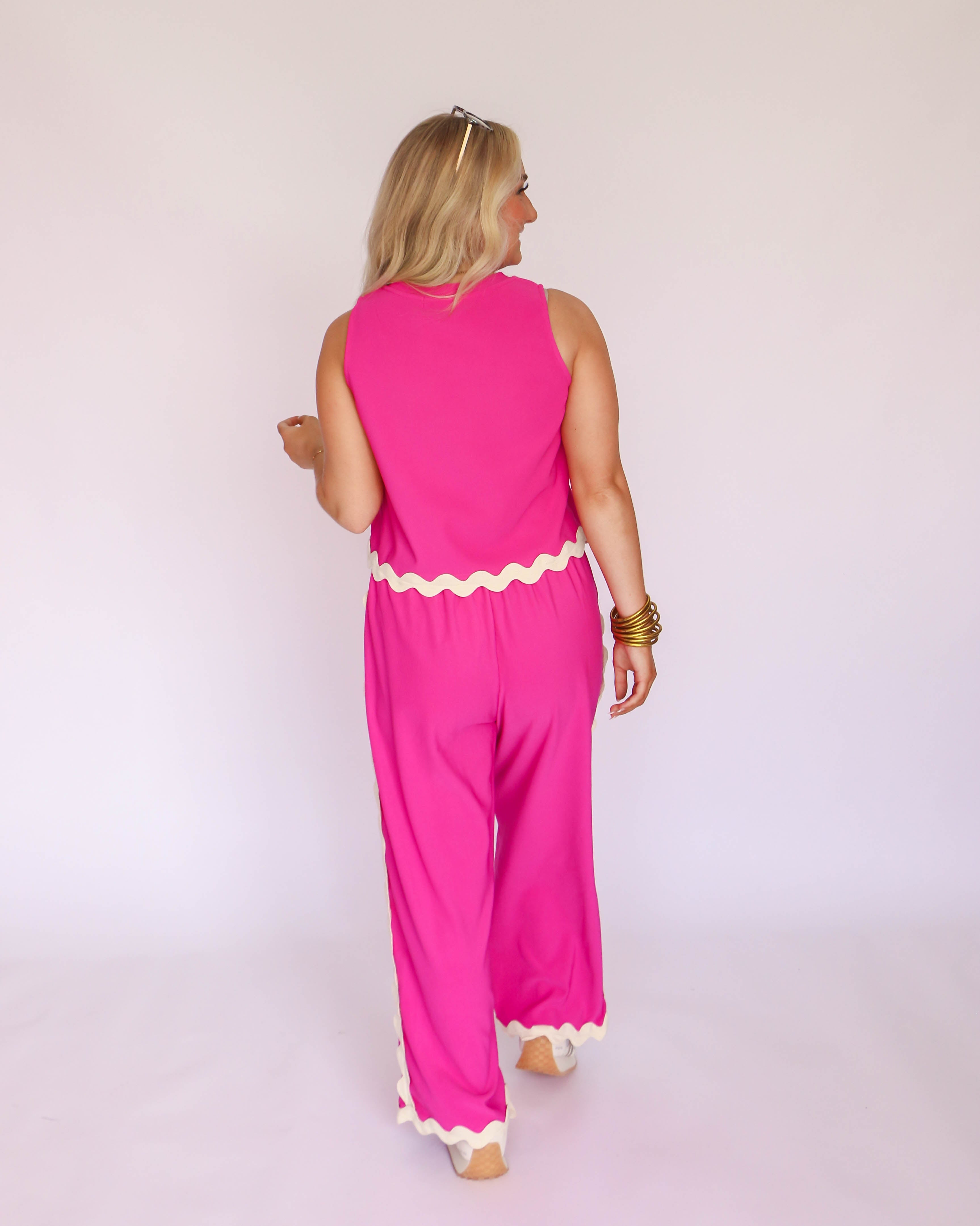 Pink Two Piece Set with White Trim