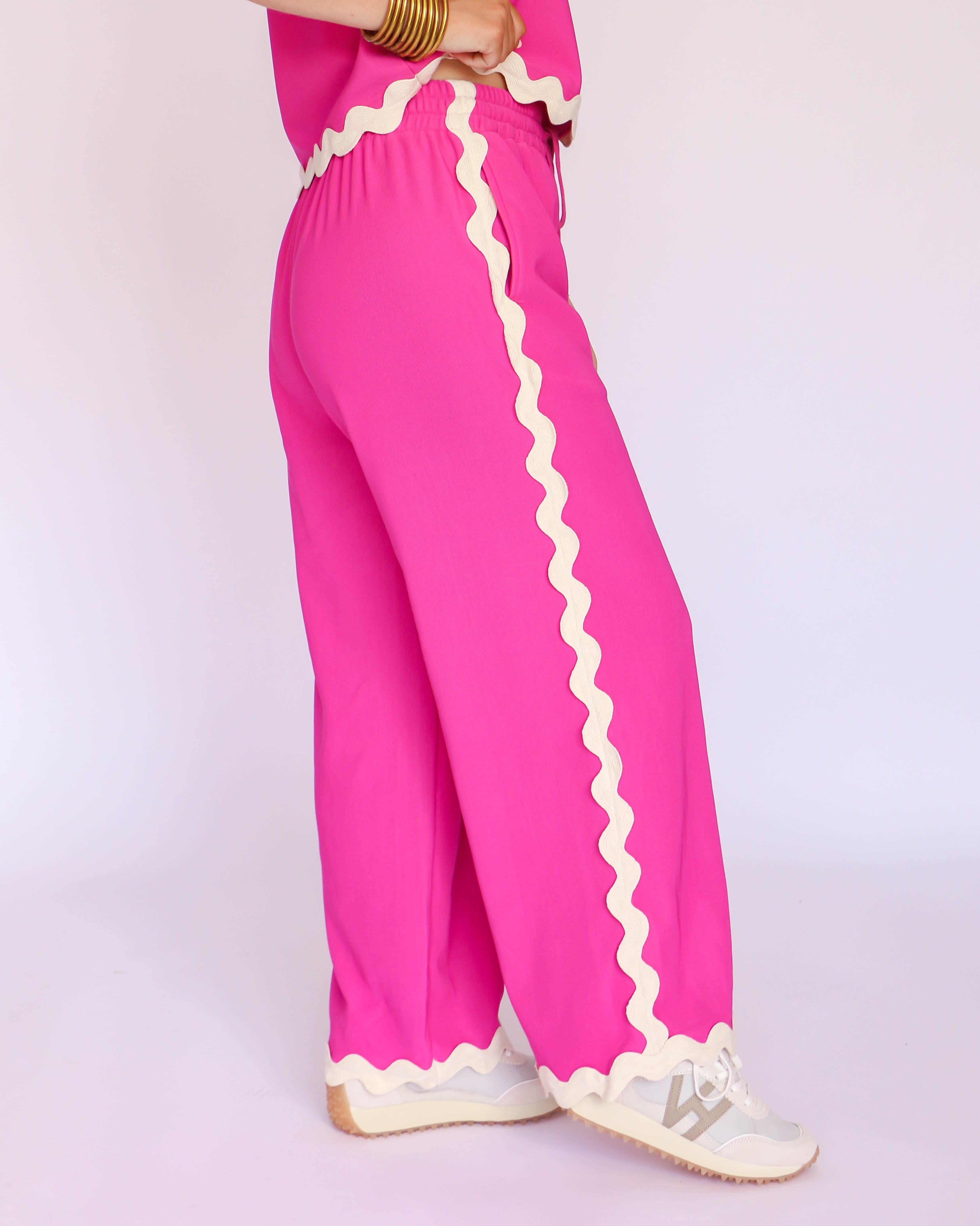 Pink Two Piece Set with White Trim