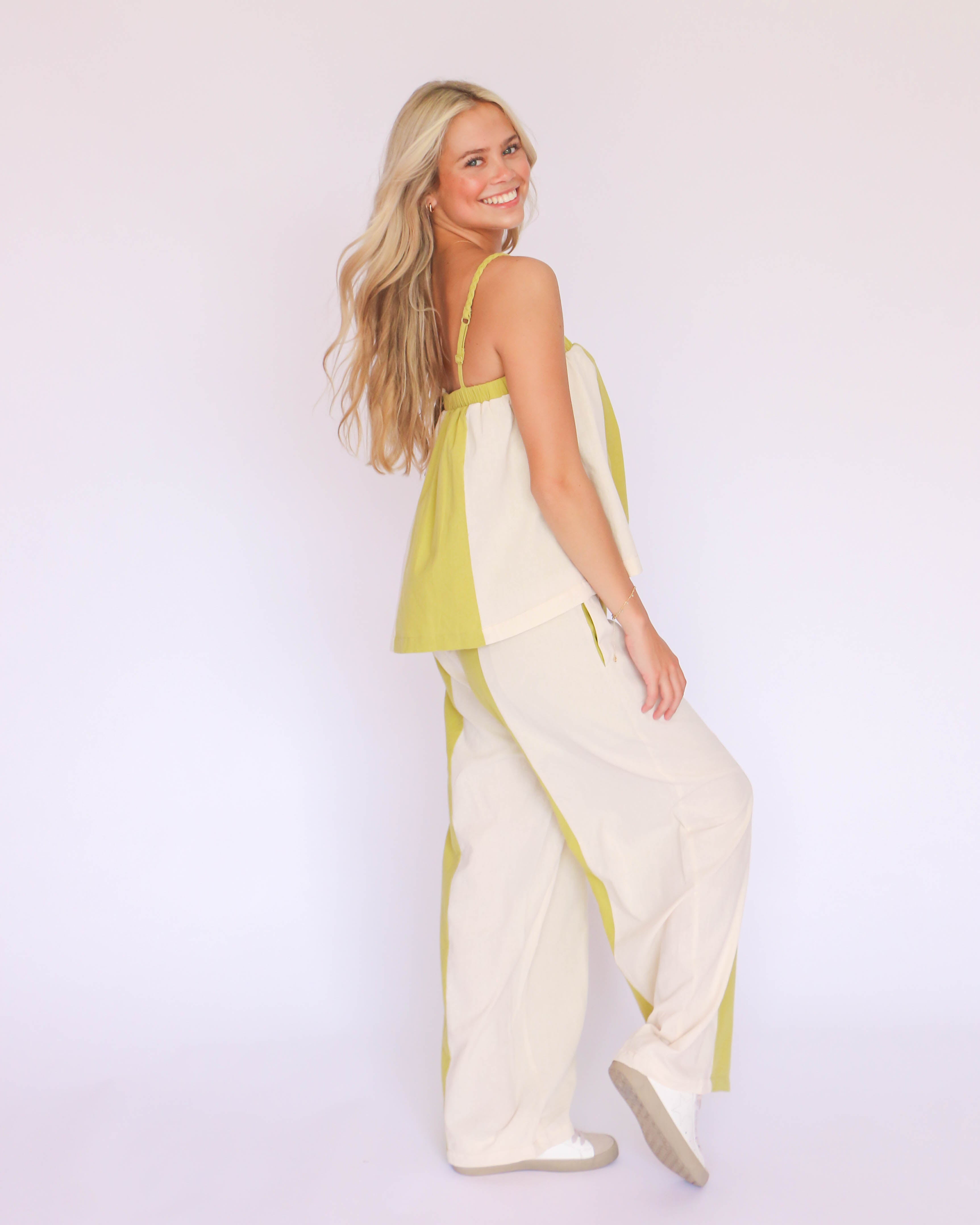 Striped Flowy Tank and Wide Leg Pant Set