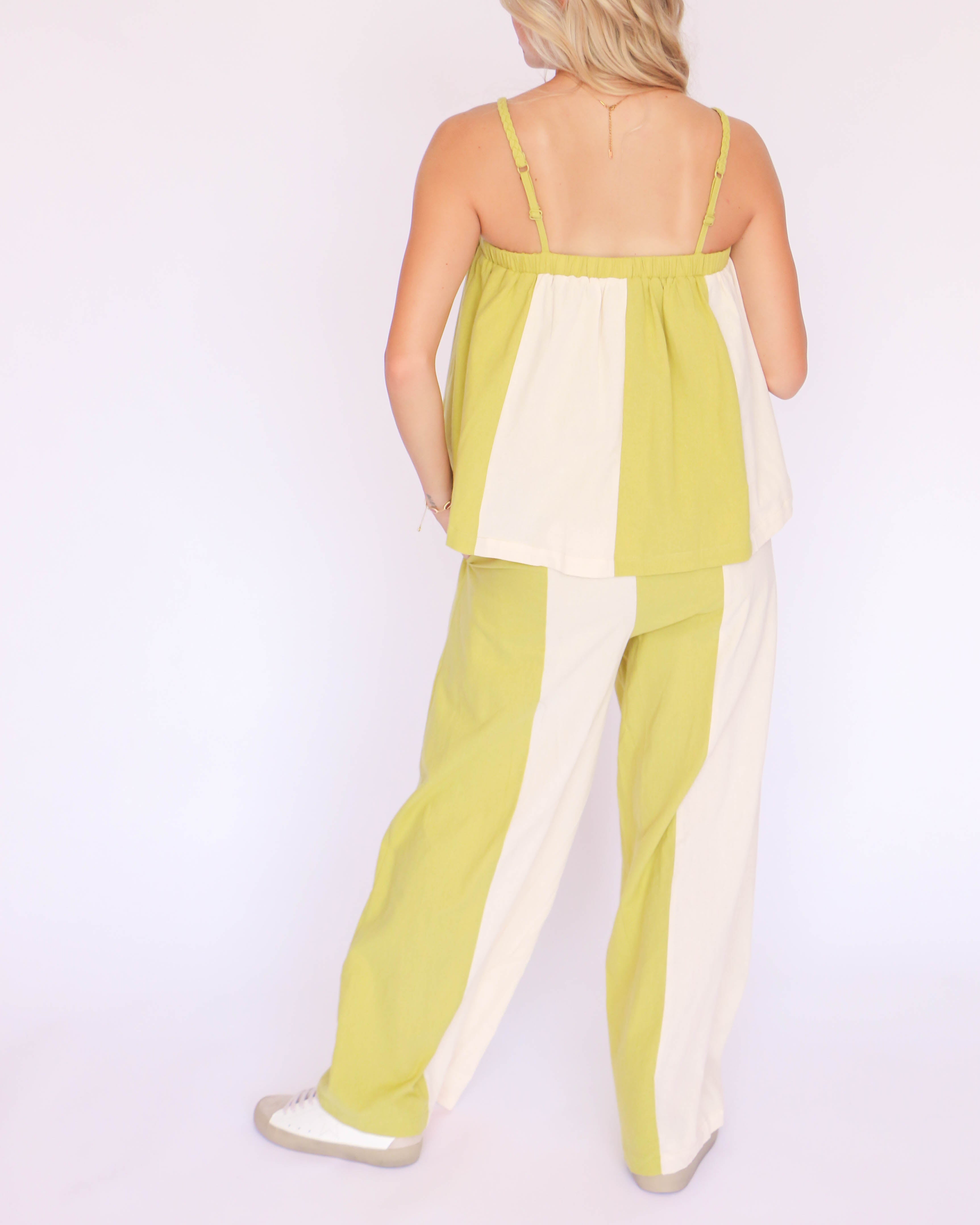 Striped Flowy Tank and Wide Leg Pant Set