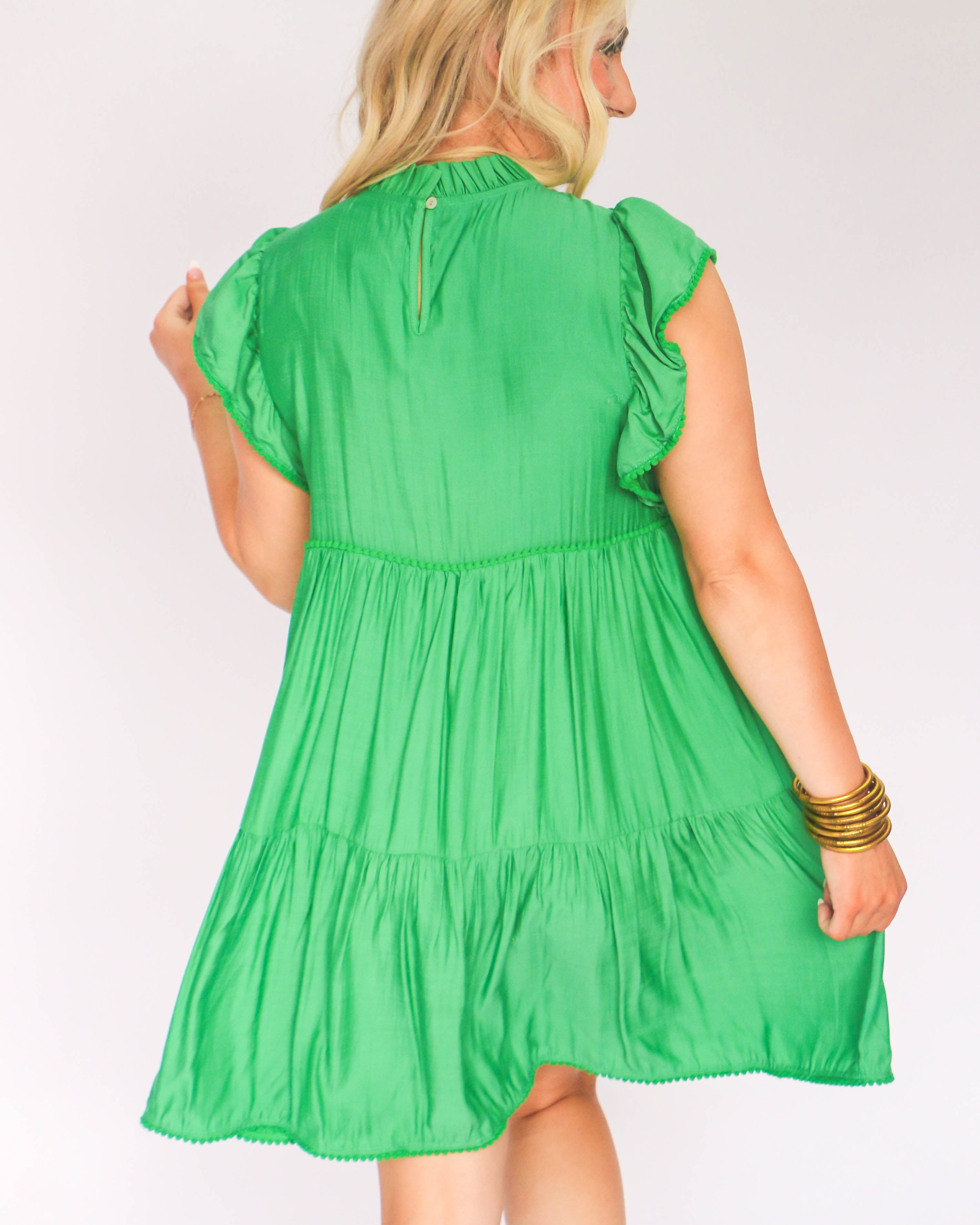 Solid Shirring Tiered Dress