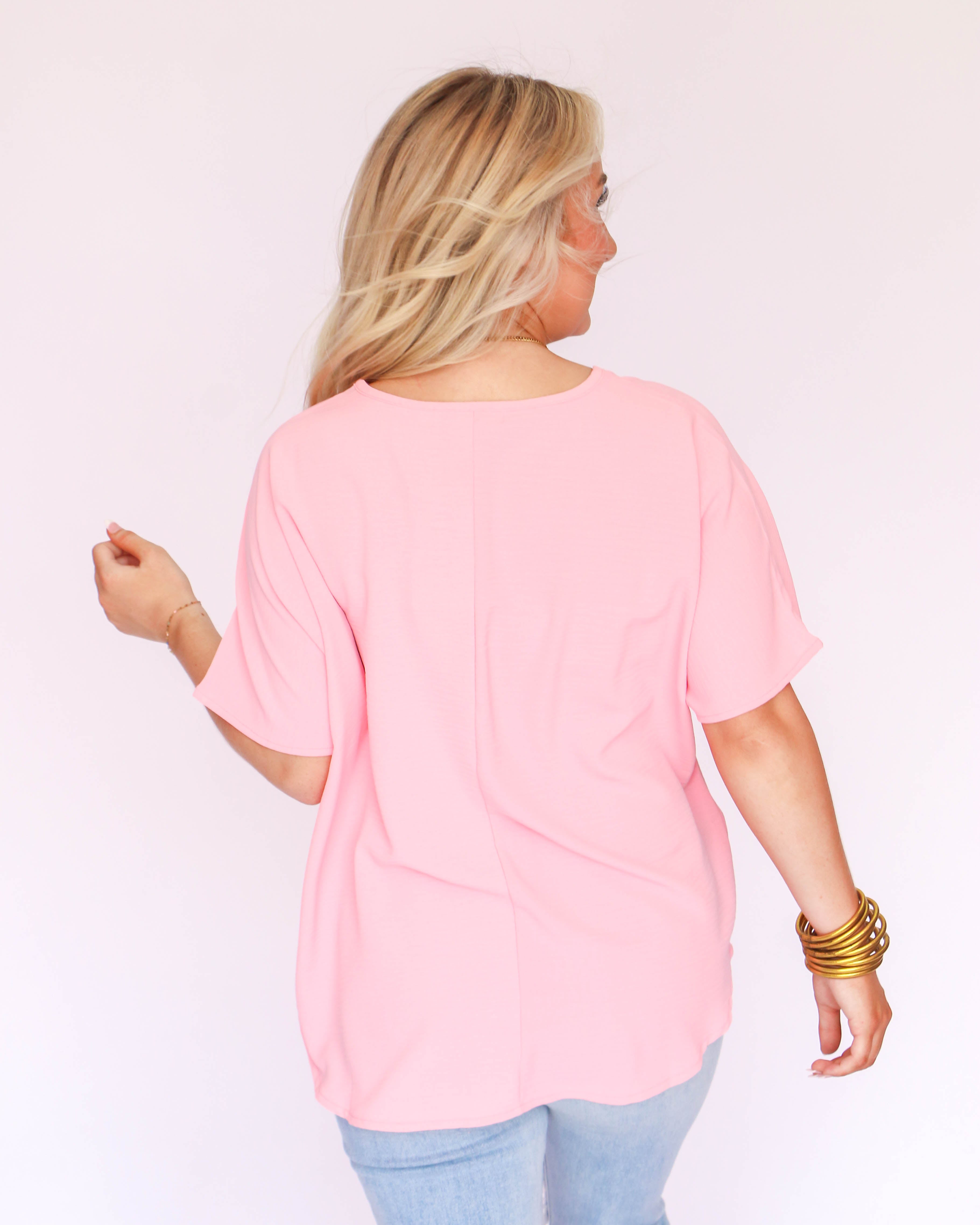 Pink V-Neck Air Flow Top