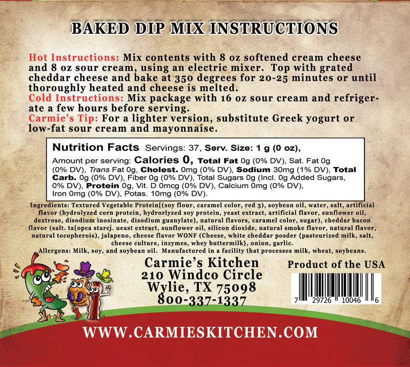 Carmie's Baked Jalapeno Popper Dip Mix