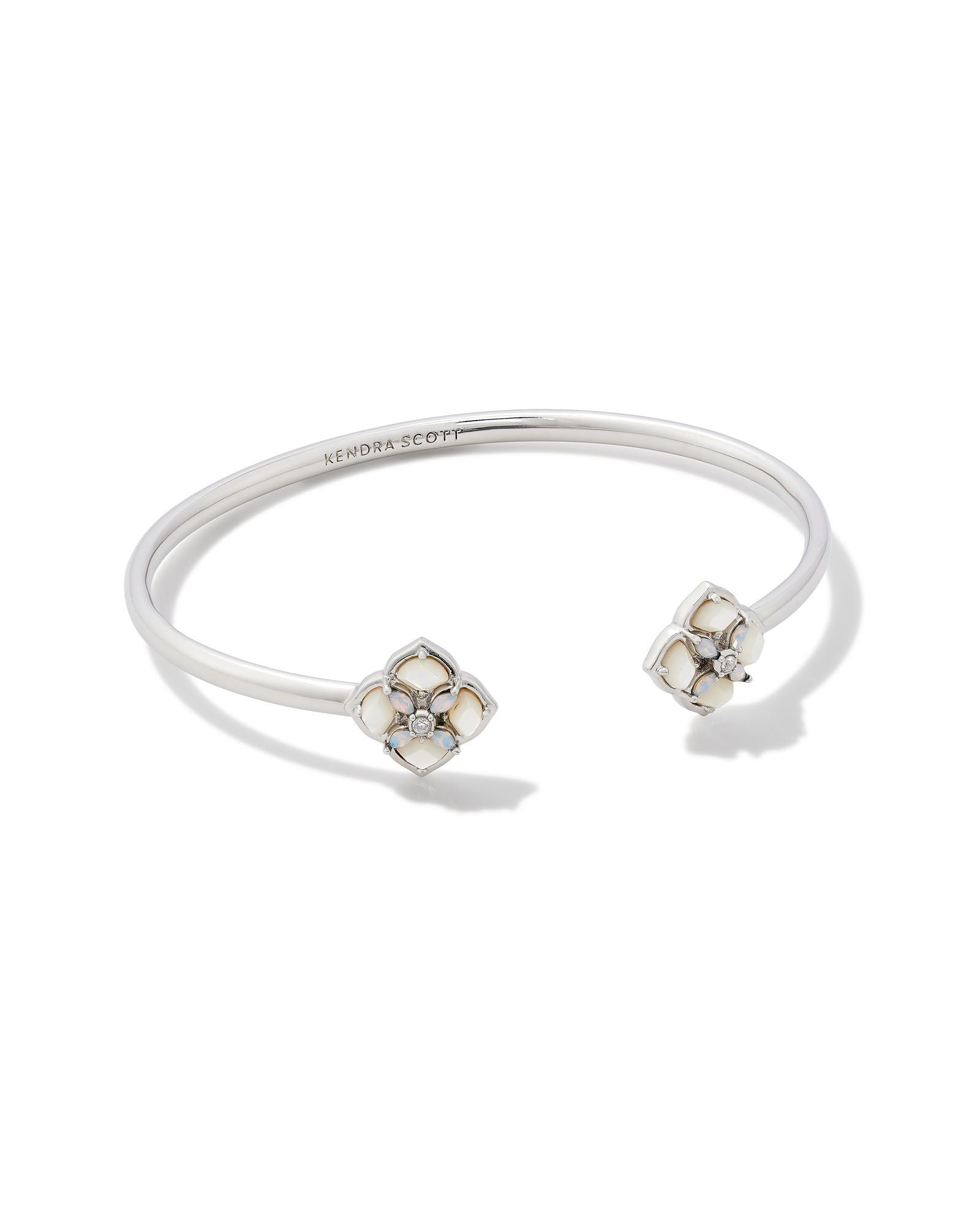 Dira Stone Cuff Bracelet in Rhodium Ivory Mix