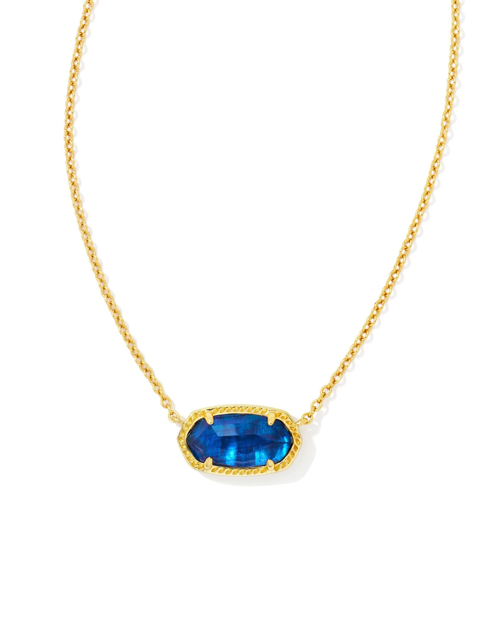 Elisa Gold Pendant Necklace in Navy Abalone