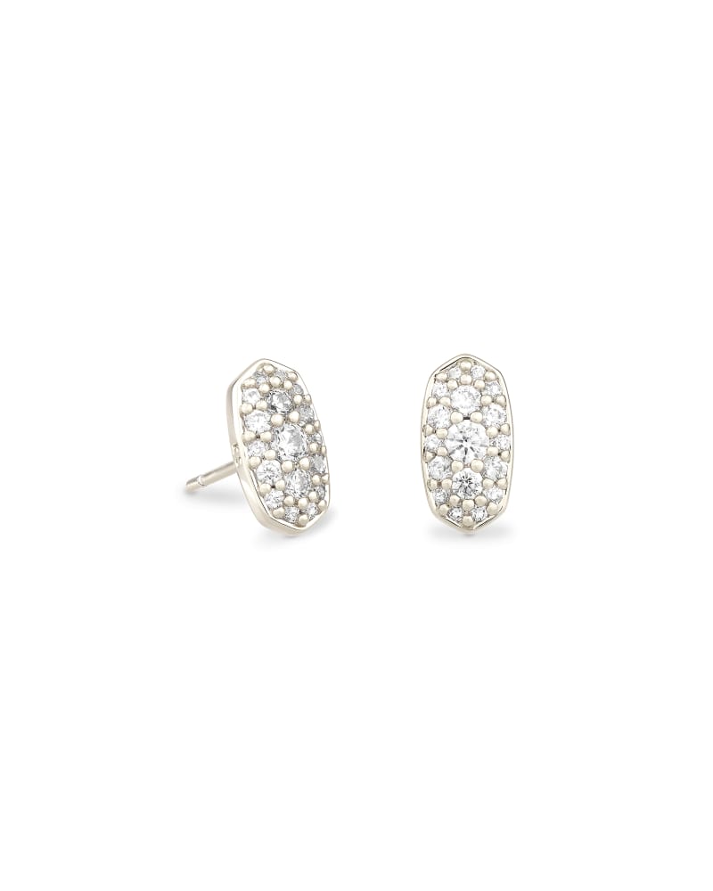 Grayson Silver Stud Earrings In White Crystal